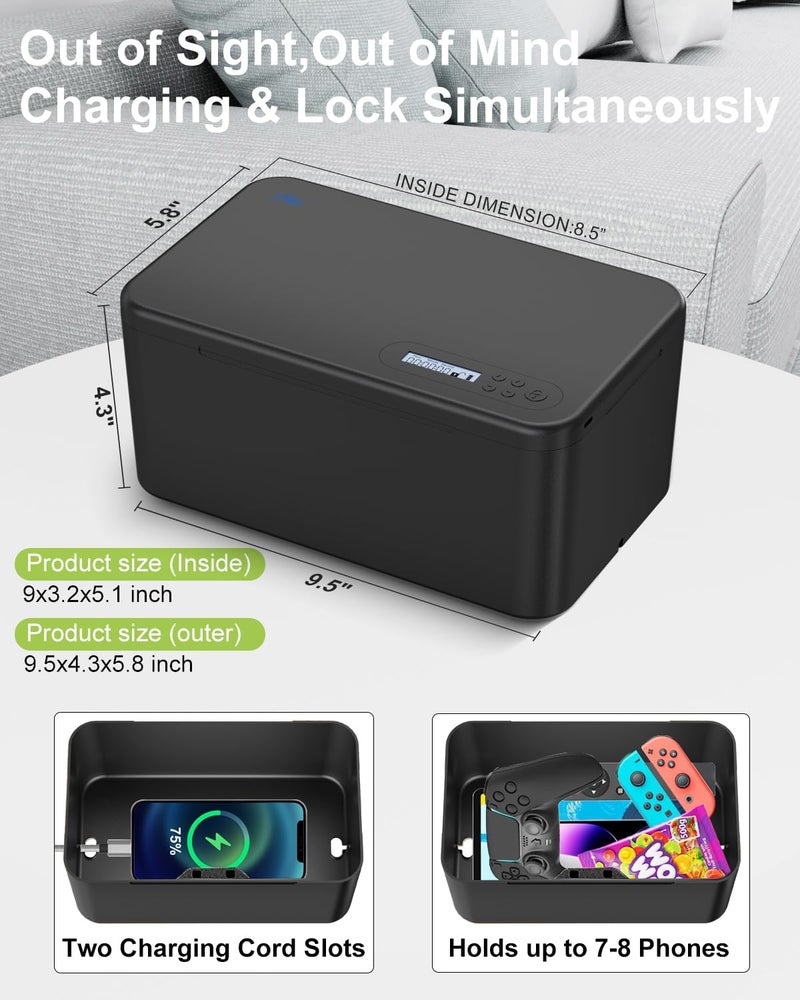 ySky Safe Timed Lock Box, Phone Lock Box with Timer Unplug from Phones,Video Games,Social Media,Snacks&Cravings,Self-Control Lockable Storage Box, Phone Locker Time Locking Container for Better Habits - Image 3